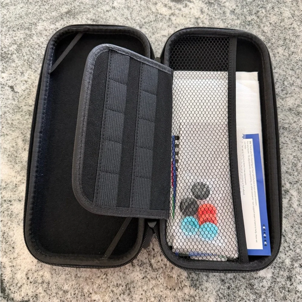Black Carry Case for Nintendo Switch with Accessories and screen protectors
